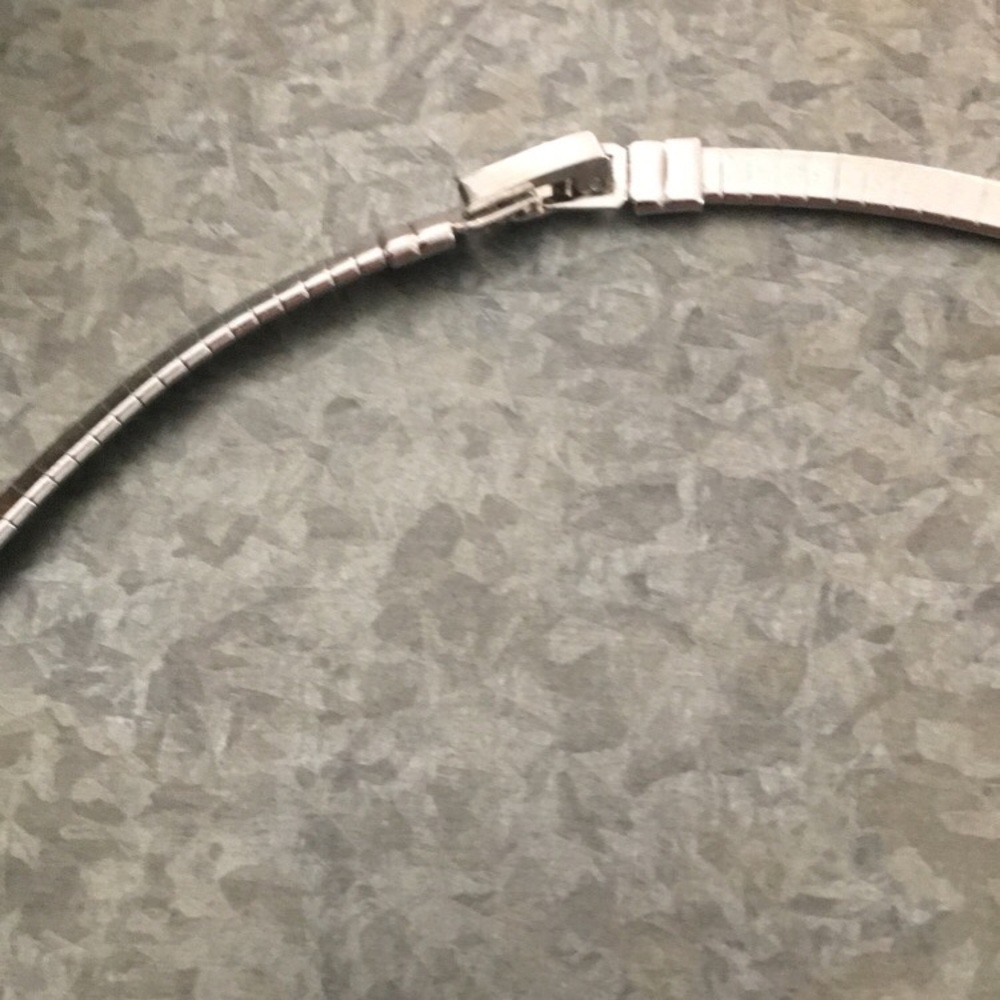 Silver Collar Statement Necklace With Crystal - image 5